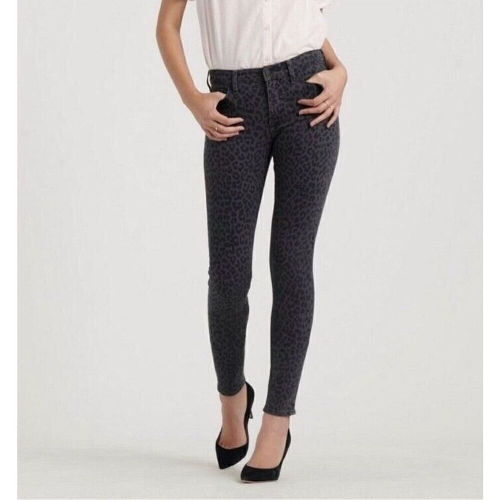 Lucky Brand Women’s Mid-Rise Black Leopard Ava Skinny Ankle Denim Jeans Size 12